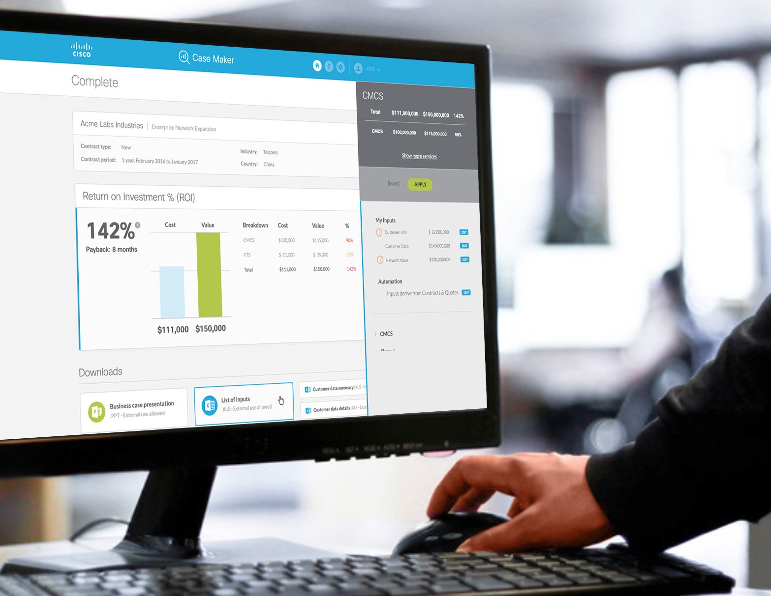 Cisco Case Maker on a desktop monitor